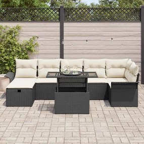vidaXL Σετ Καναπέ Κήπου με μαξιλάρι 8 pcs Μαύρο Πολυ ράταν