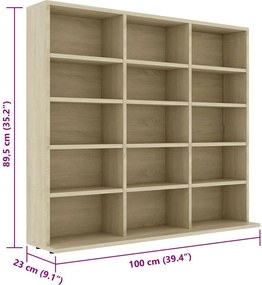 vidaXL Έπιπλο για CD Χρώμα Sonoma Δρυς 100x23x89,5 εκ. από Επεξ. Ξύλο