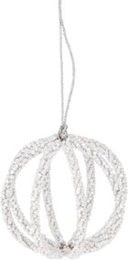 JK Home Décor - Μπάλα Χριστουγέννων με Χάντρες Ασημί 8cm