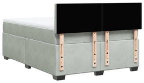 Κρεβάτι Boxspring με Στρώμα Ανοιχτό Γκρι 140x200 εκ. Βελούδινο - Γκρι