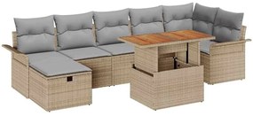 vidaXL Σετ Καναπέ Κήπου 8 pcs Μπεζ συνθετικό ρατάν