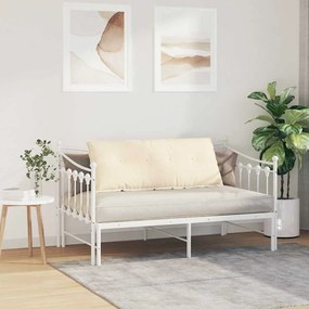vidaXL Μαξιλάρι Πλάτης Κρεμ 120 x 50 cm Υφασμάτινο Κορντουρά