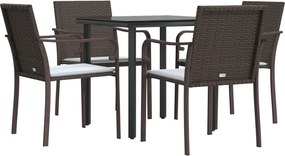 vidaXL Σετ Τραπεζαρίας Κήπου 5 τεμ. Συνθ. Ρατάν / Ατσάλι με Μαξιλάρια