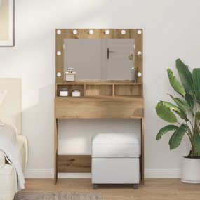 vidaXL Τουαλέτα με LED Φώτα Ξύλο Artisan 79x41x135 εκ.