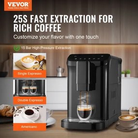 VEVOR Automatic Espresso Machine 15Bar with Built-In Grinder &amp; 15 Grinding Level