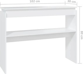 vidaXL Τραπεζάκι Κονσόλα Λευκό 102 x 30 x 800 εκ. από Επεξ. Ξύλο