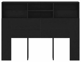 vidaXL Κρεβάτι με Κεφαλάρι με ράφι Μαύρη δρυς 140 x 19 x 103.5 cm