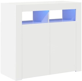 vidaXL Ντουλάπι με LED Γυαλιστερό Λευκό 80 x 35 x 75 εκ.