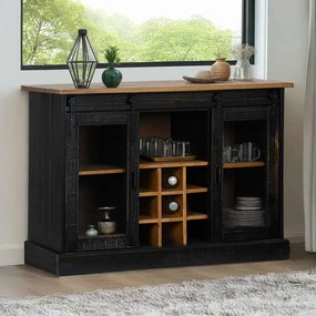 vidaXL Sideboard HALDEN 2 συρόμενες πόρτες μαύρο 112x40x80 cm