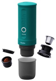 Φορητή μηχανή εσπρέσο Outin Nano Teal, 12/24 V, 7500mAh, 20bar, 80 ml, φόρτιση USB, Αλεσμένο + κάψουλες, Τυρκουάζ