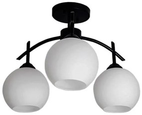 Φωτιστικό Οροφής - Πλαφονιέρα Luna 01087 Black -White GloboStar Metal, Glass