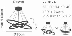 Γραμμικό Φωτιστικό SE LED 80-60-40 OLYMPIC PENDANT GOLD MAT Β5