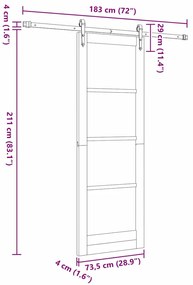 vidaXL Συρόμενη Πόρτα Άλλο ORKDAL Φυσικό και μαύρο 73.5 x 211 εκ