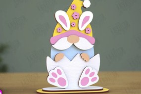 Intra απο ξύλο plywood 3mm-4mm πάχος - Gnome Bunny Πάσχα | Πασχαλινό λαγουδάκι | CNC Δίασταση 15x15 cm INTRAFABR-117956064
