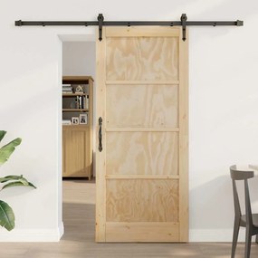 vidaXL Συρόμενη Πόρτα Καφέ 86 x 198.5 cm Μασίφ ξύλο πεύκου