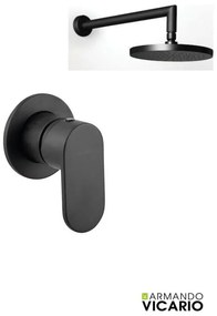 Armando Vicario SLIM Black Matt Ανακλινόμενη Κεφαλή Στρογγυλή Ø20εκ+Μπράτσο Τοίχου +Μίκτης εντοιχισμού 1 εξόδου 500050-400