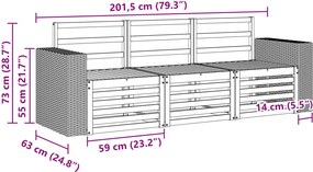 vidaXL Σετ Καναπέ 3 τμχ. Στερεό Ξύλο Ακακίας