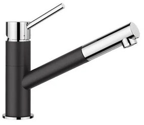 Blanco Kano-S Black-Chrome Μπαταρία Κουζίνας Με Αποσπώμενο Ντουζ