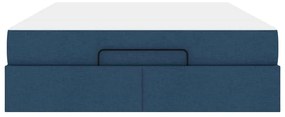 vidaXL Σκελετός κρεβατιού με στρώμα με στρώμα 2 pcs Μπλε ύφασμα