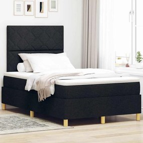 vidaXL LED Κρεβάτι με βάθρο με στρώμα Μαύρο 120 x 200 cm ύφασμα