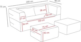 Διθέσιος Καναπές Κρεβάτι Ανθρακί VILORO 90x200x75