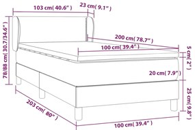 vidaXL Κρεβάτι Boxspring με Στρώμα Σκούρο Καφέ 100x200 εκ. Υφασμάτινο