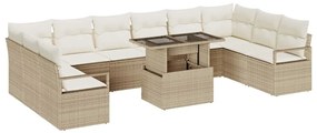 vidaXL Σετ Καναπέ Κήπου με αποθήκευση 11 pcs Μπεζ Πολυ ράταν