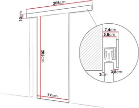 Συρόμενη πόρτα Rubi I-Drus - 77.00Χ0.00Χ205.00cm