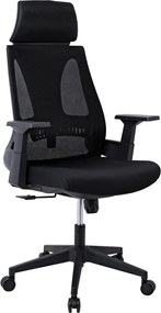 BF8750 Πολυθρόνα Γραφείου Διευθυντή, Mesh Μαύρο, Ύφασμα Μαύρο   1τμχ