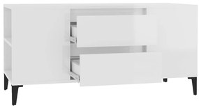 vidaXL Έπιπλο Τηλεόρασης Γυαλ. Λευκό 102x44,5x50 εκ.Επεξεργασμένο Ξύλο