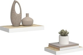 vidaXL Ράφια Τοίχου 2 τεμ. Δρυς/Άσπρο 40x23,5x3,8 εκ. MDF
