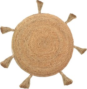 Πουφ Elefon Inart φυσικό-εκρού ύφασμα Φ35x12εκ