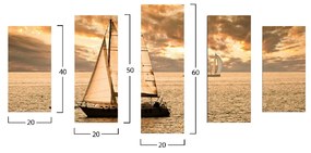 ΠΙΝΑΚΑΣ ΠΕΝΤΑΠΤΥΧΟ MDF SUNSET SAILING HM7206.01 100X0,3X60 εκ.