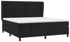 vidaXL Κρεβάτι Boxspring με Στρώμα Μαύρο 180x200 εκ. Βελούδινο
