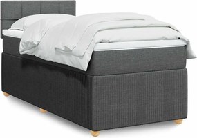 vidaXL Κρεβάτι Boxspring με Στρώμα Σκούρο Γκρι 90x200 εκ. Υφασμάτινο