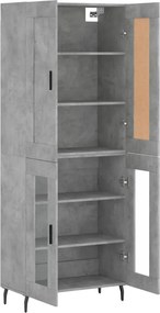 vidaXL Ντουλάπι Γκρι Σκυροδέματος 69,5x34x180 εκ. Επεξεργασμένο Ξύλο