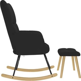vidaXL Πολυθρόνα Κουνιστή Μαύρη Υφασμάτινη με Υποπόδιο