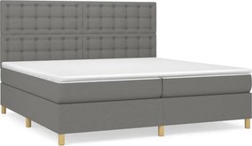 vidaXL Κρεβάτι Boxspring με Στρώμα Σκούρο Γκρι 200x200 εκ. Υφασμάτινο