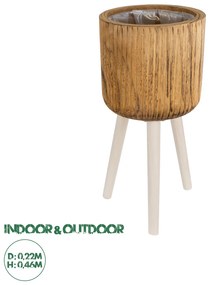 20554 GloboStar® Artificial Garden JAMAICA 20554 Διακοσμητικό Ξύλινο Κασπώ Γλάστρα - Flower Pot Καφέ Φ22 x Υ46cm