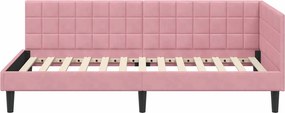 vidaXL Κρεβάτι Γωνίας Ροζ 100 x 200 cm Βελούδο