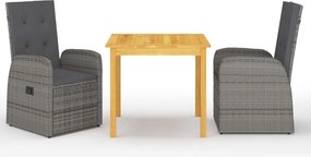 vidaXL Σετ Τραπεζαρίας Κήπου 3 Τεμαχίων Γκρι