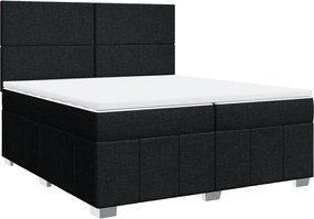vidaXL Κρεβάτι Boxspring με Στρώμα Μαύρο 200x200 εκ. Υφασμάτινο