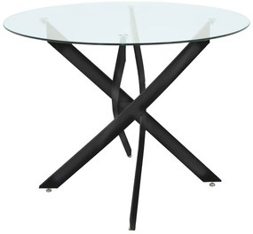 Τραπέζι Antoro γυαλί και μεταλλικά πόδια σε μαύρη απόχρωση Φ100x75εκ 100x100x75 εκ.