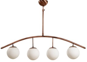 Φωτιστικό Κρεμαστό Τετράφωτο 4xΕ14 90xY25 cm Μπρονζέ- Οπαλίνα NG Santas  501-R