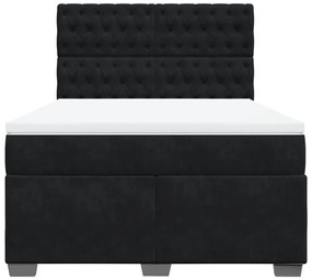 vidaXL Κρεβάτι Boxspring με Στρώμα Μαύρο 140x200 εκ. Βελούδινο