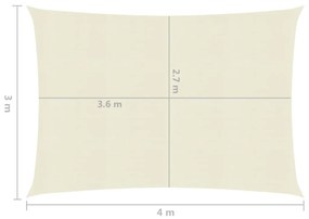 vidaXL Πανί Σκίασης Κρεμ 3 x 4 μ. από HDPE 160 γρ./μ²