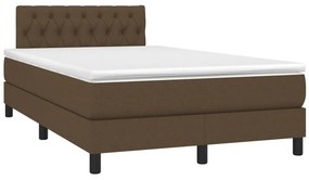 vidaXL Κρεβάτι Boxspring με Στρώμα Σκούρο Καφέ 120x200 εκ. Υφασμάτινο