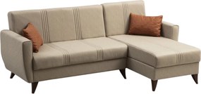 Γωνιακός Καναπές Κρεβάτι Μπεζ ZADEN 130x218x86