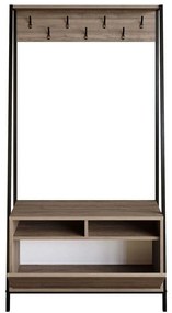 Έπιπλο Εισόδου Devin 788DEC4018 94x35,3x180cm Walnut-Black Μοριοσανίδα, Μέταλλο