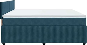 vidaXL Κρεβάτι Boxspring με Στρώμα Μπλε 200x200 εκ. Βελούδινο